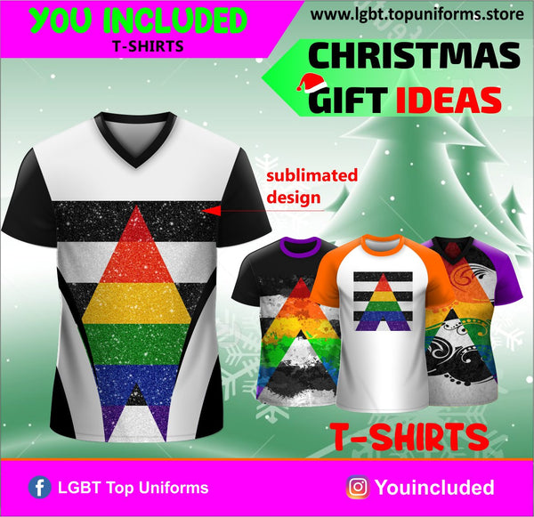ADS 04 YouIncluded T-Shirt LGBT raglan set-in triangle rainbow round-neck v-neck violet white red orange yellow green blue black