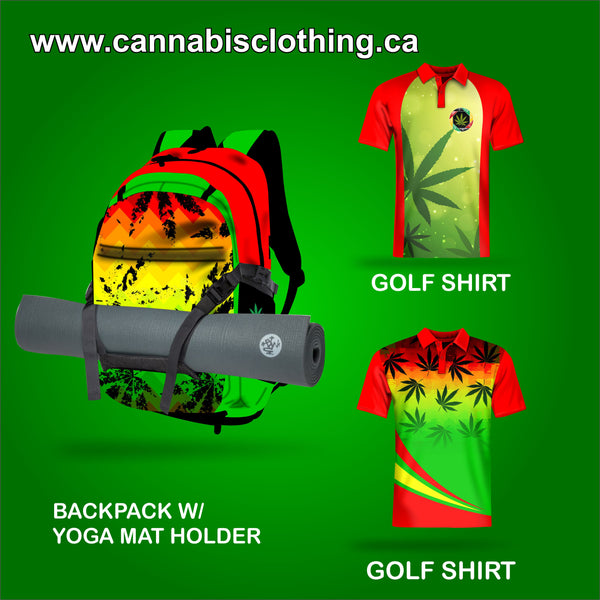 ADS Cannabis Bag Golf shirt Button Placket Set-in