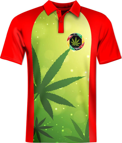 ADS Cannabis Golf shirt Button Placket Raglan