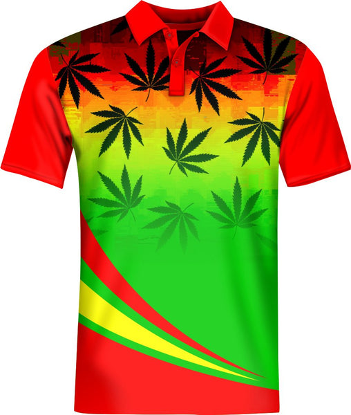 ADS Cannabis Golf shirt Button Placket Set-in