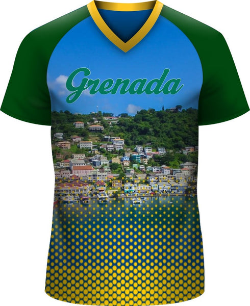 ADS Nationwear Grenada GRD T-shirt V-Neck Raglan Green