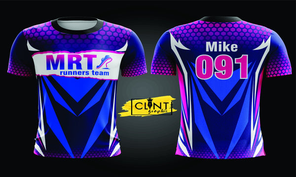 ADS MRT runner s team Mike091 navyblue black pink R-neck Set-in
