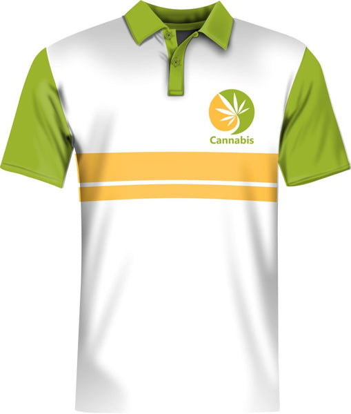 ADS Rasta Camp Golf shirt Button Placket Set-in White