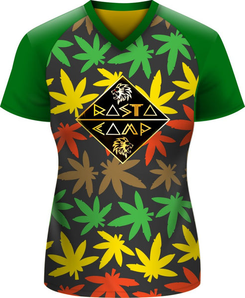 ADS Rasta Camp T-shirt V-Neck Raglan Green