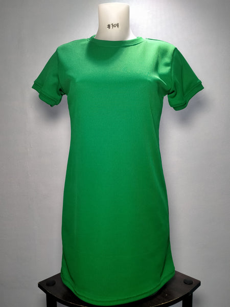 Dress P121 L155 ZL MPeelu Green R-neck plain Set-in ladies