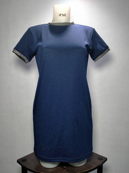 Dress P121 L188 ZM MPeelu Blue r-neck Set-in ShortSleeves Ladies
