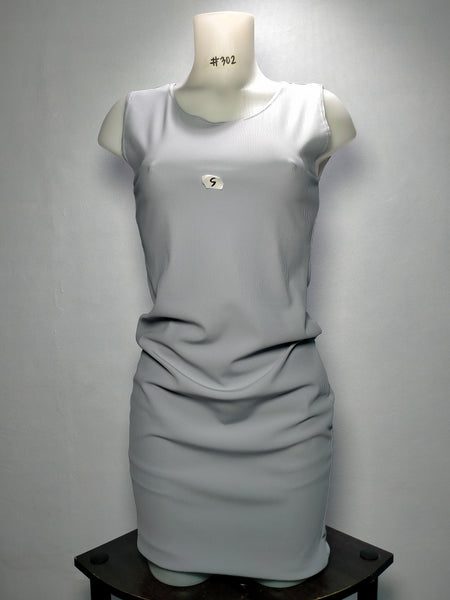Dress P677 L159 ZS MPeelu R-neck Sleeveless plain Grey ladies