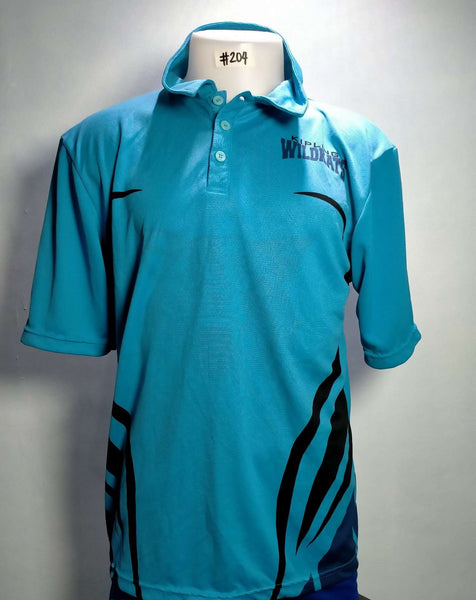 Golfshirt P125 L661 ZL MPeelu Sample Kipling Wildkats Black babyBlue button-placket set-in Mens