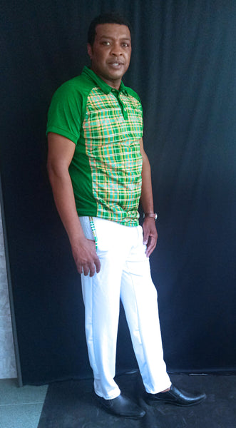 Hallice polo shirt golf shirt madras green white jacket fullzip short madras pants white 11