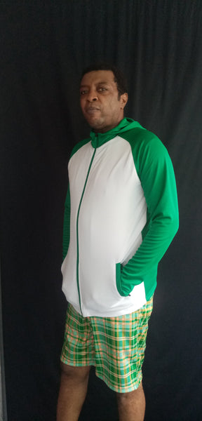 Hallice polo shirt golf shirt madras green white jacket fullzip short madras pants white 5