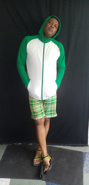 Hallice polo shirt golf shirt madras green white jacket fullzip short madras pants white 6