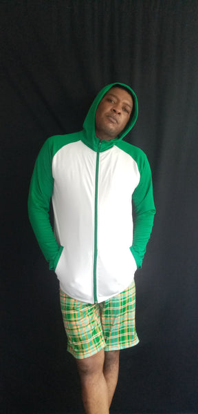 Hallice polo shirt golf shirt madras green white jacket fullzip short madras pants white 7