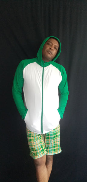 Hallice polo shirt golf shirt madras green white jacket fullzip short madras pants white 8