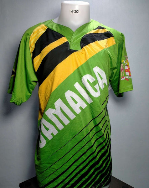 Rugby P158 L689 ZL MPeelu Sample  Nation wear Jamaica Green Gold c-neck Raglan Mens
