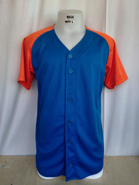 baseball shirt PX L926 ZL MPeelu vneck blue orange buttons raglan