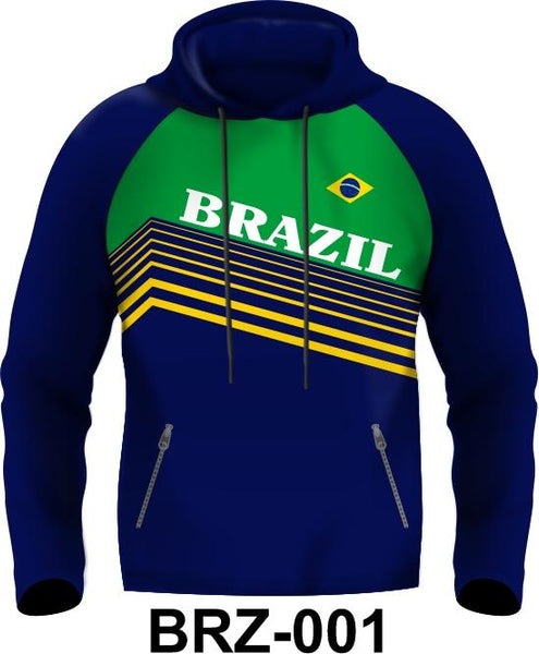 hoodie BRAZIL BLUE GREEN YELLOW RAGLAN