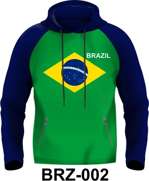 hoodie BRAZIL FLAG BLUE GREEN YELLOW RAGLAN
